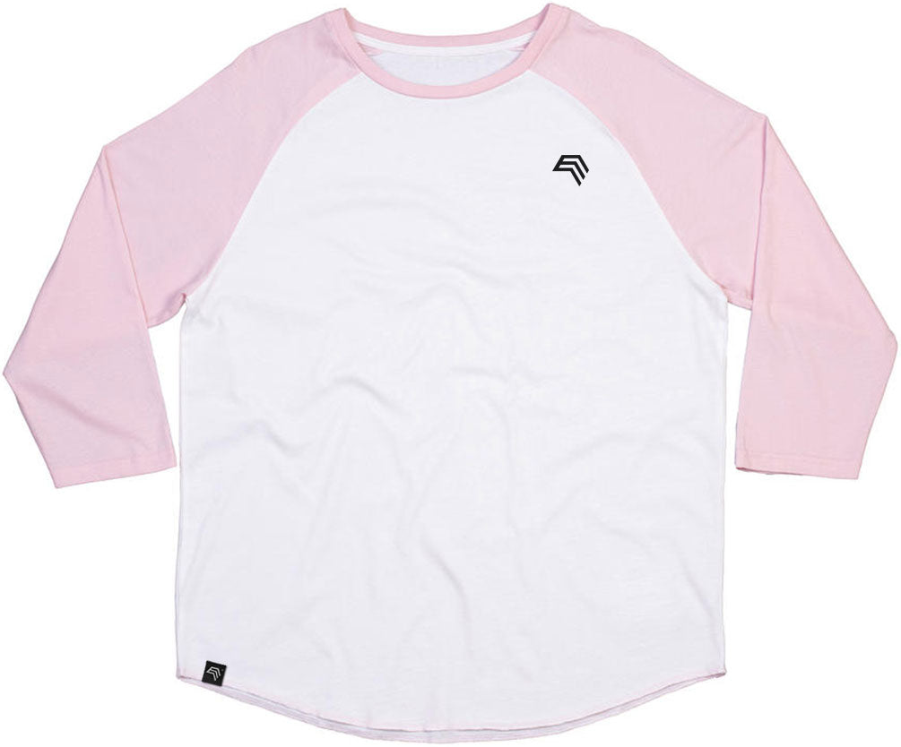 ― % ― MTS M088/ ― Bi-Color Baseball Peach-finish Longsleeve T-Shirt - Weiß / Soft Pink [L]