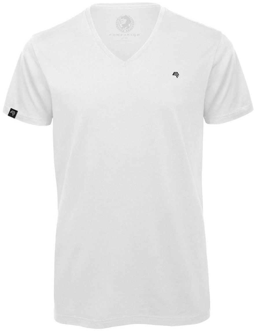 BAC TM044 ― Unisex Organic Cotton V-Neck T-Shirt - White