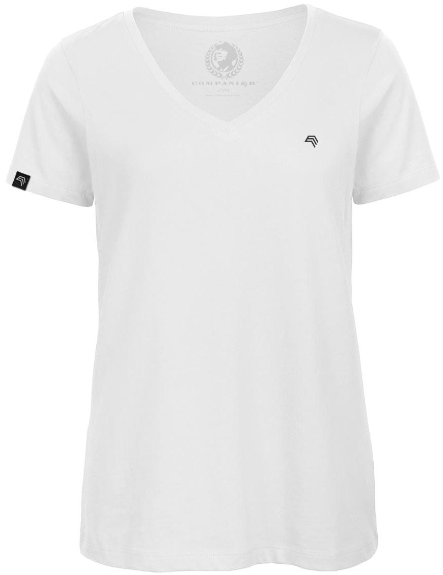 BAC TW045 ― Women's Organic Cotton V-Neck T-Shirt - White