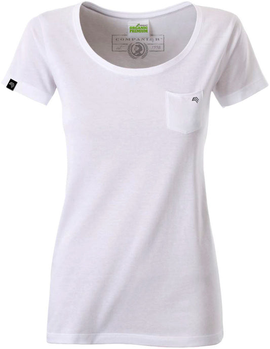 ― % ― JAN 8003/ ― Damen Bio-Baumwolle T-Shirt mit Brusttasche - Weiß [XL]