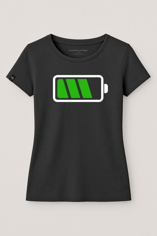Battery full Power ― Ladies Girlie T-Shirt - Schwarz