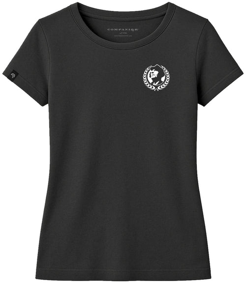Ear of Wheat Wreath COMPANIEER ― Women's Portrait Logo Girlie T-Shirt – Black