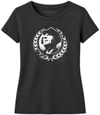 Ear of Wheat Wreath COMPANIEER ― Women's Portrait Logo Girlie T-Shirt – Black