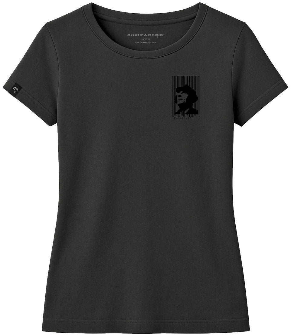 Barcode COMPANIEER ― Damen Konterfei Logo Girlie T-Shirt – Schwarz