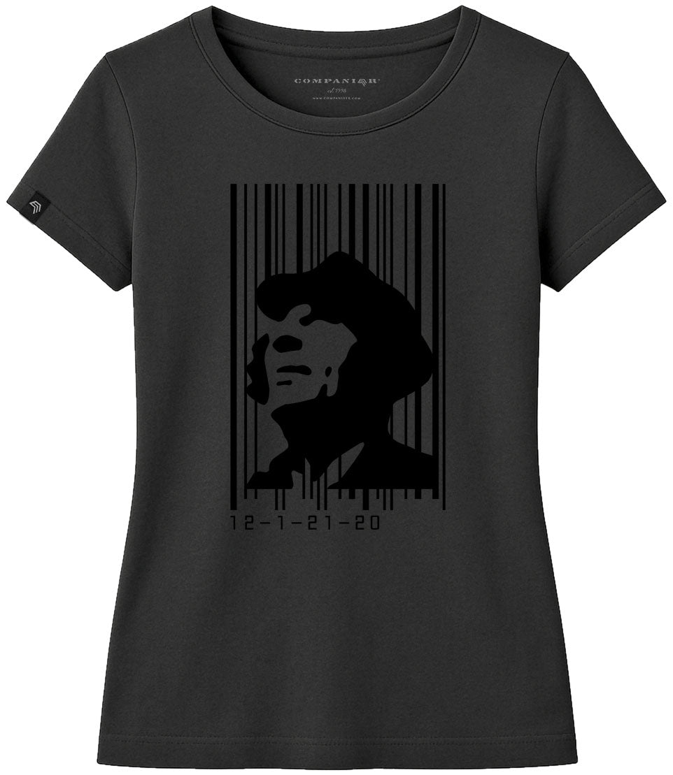 Barcode COMPANIEER ― Damen Konterfei Logo Girlie T-Shirt – Schwarz