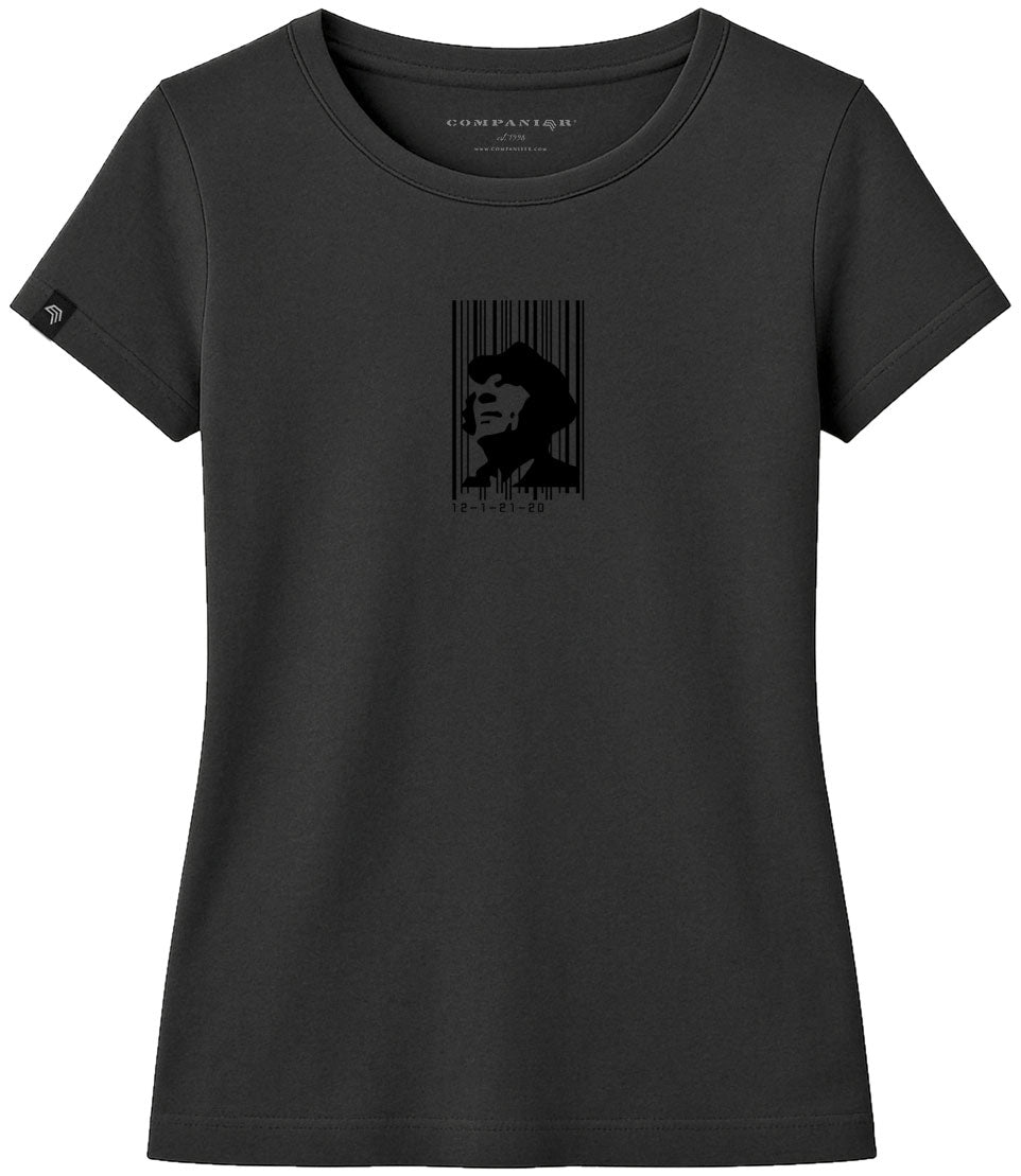 Barcode COMPANIEER ― Damen Konterfei Logo Girlie T-Shirt – Schwarz
