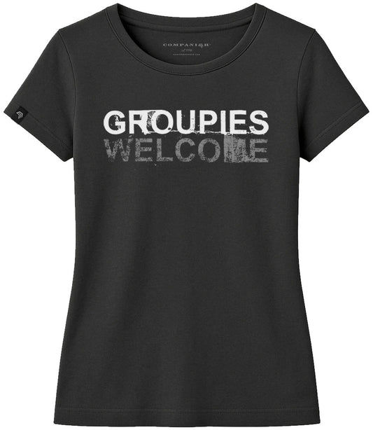 ― % ― Groupies Welcome Women's Girlie T-Shirt - Schwarz [S]