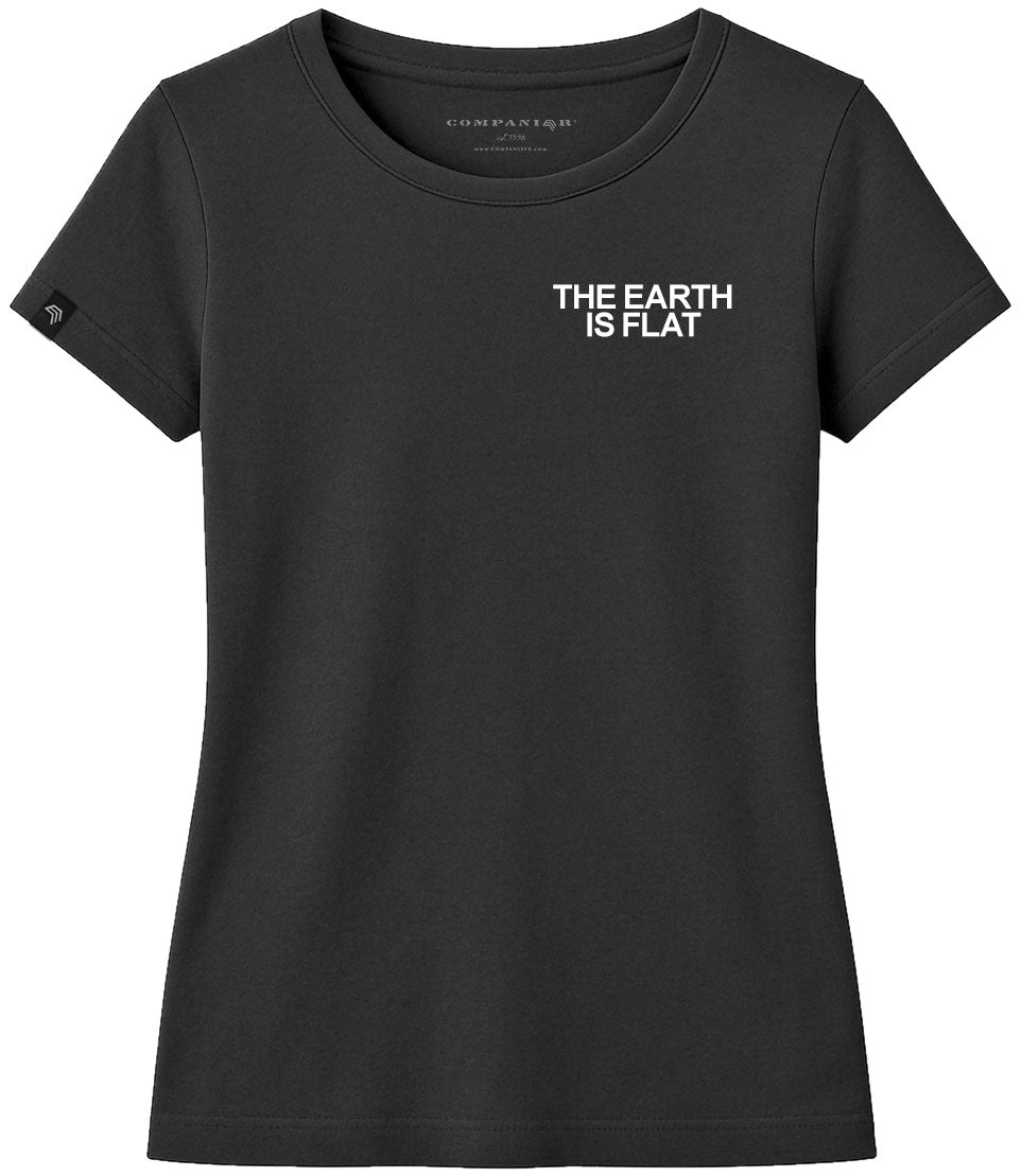 The Earth Is Flat ― Damen Satire-Girlie T-Shirt – Schwarz