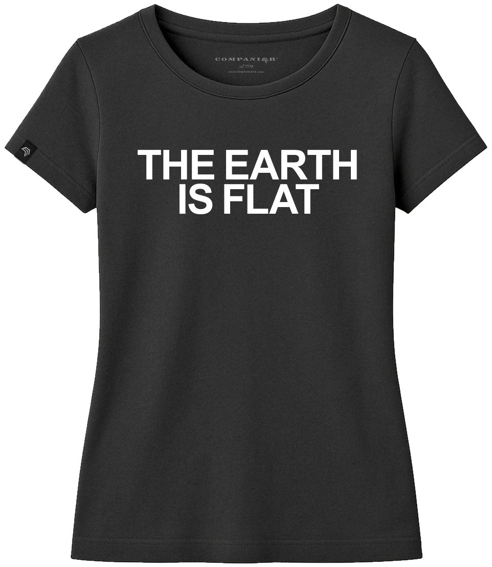 The Earth Is Flat ― Women's Satire Girlie T-Shirt – Black
