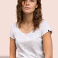 JAN 8001 ― Damen Bio-Baumwolle Rollsaum T-Shirt - Weiß
