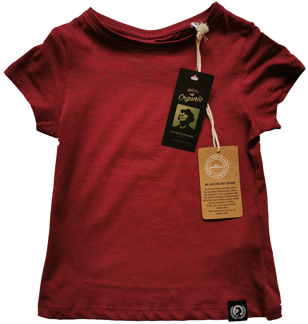 ― % ― JAN 8007G ― Kinder/Mädchen Bio-Baumwolle T-Shirt - Braun Wine Rot [XS / 98-104]
