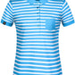 JAN 8029 ― Damen Bio Baumwolle Streifen Polo Shirt - Atlantic Blau / Weiß