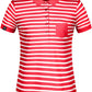 JAN 8029 ― Damen Bio Baumwolle Streifen Polo Shirt - Rot / Weiß