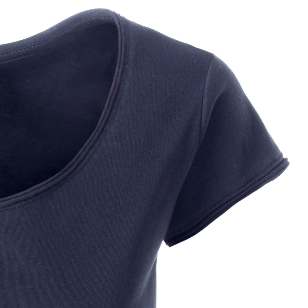 ― % ― JAN 8001 ― Damen Bio-Baumwolle Rollsaum T-Shirt - Navy Blau / XL