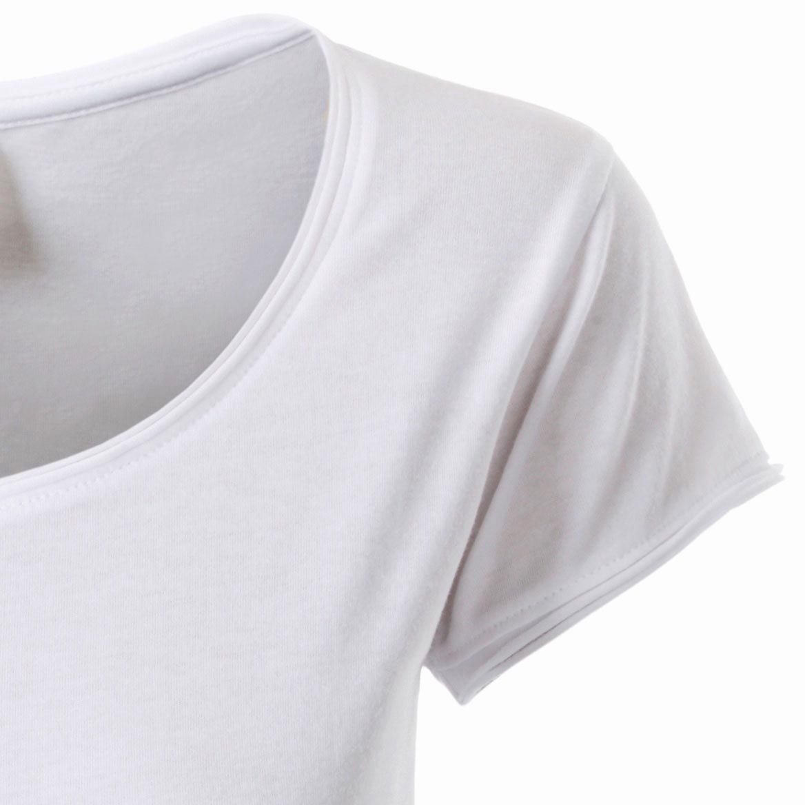 ― % ― JAN 8001 ― Damen Bio-Baumwolle Rollsaum T-Shirt - Weiß / XS
