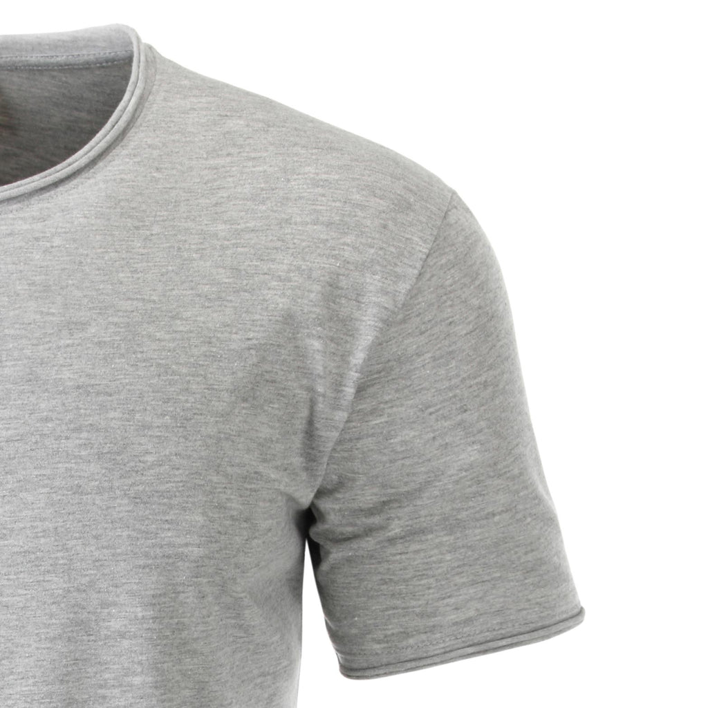 JAN 8002 ― Men's Organic Cotton Rolled Hem T-Shirt - Heather Melange Grey