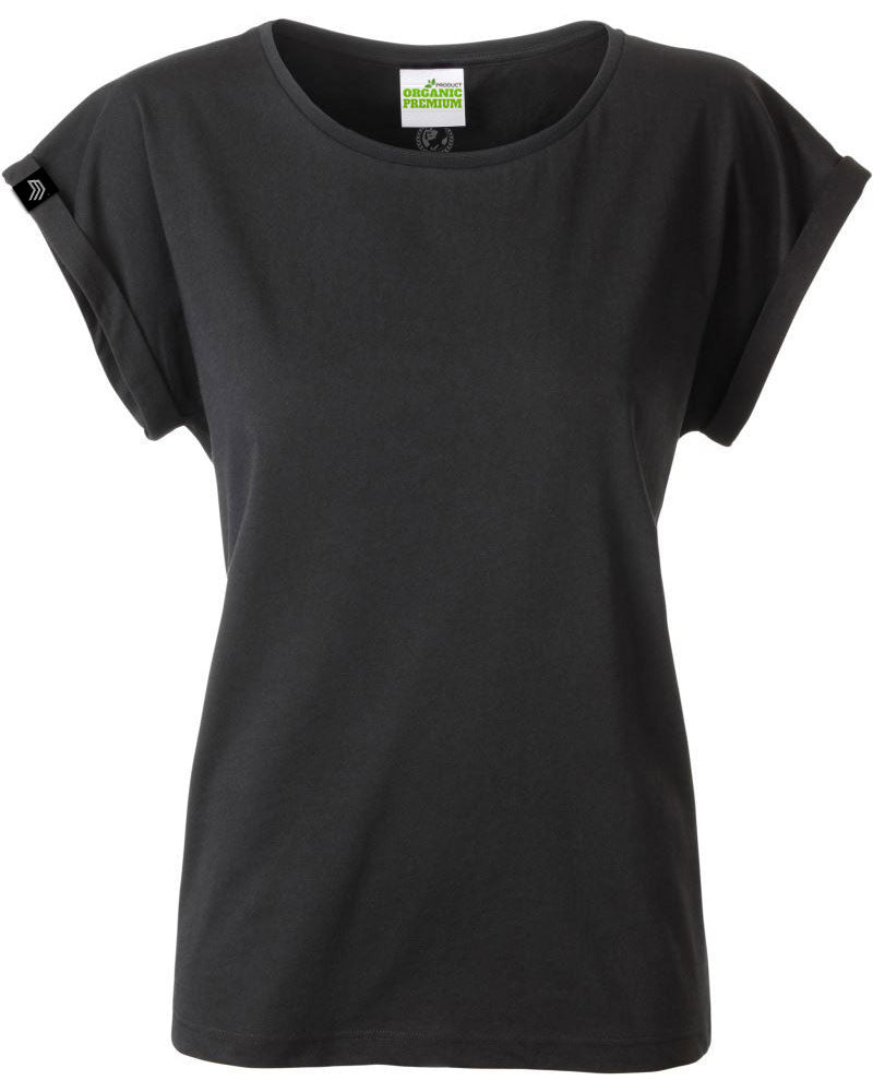 JAN 8005 ― Damen T-Shirt mit lässigem Ärmelumschlag in Fledermausoptik