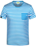 ― % ― JAN 8028 ― Organic Cotton Striped T-Shirt Light Blue - Atlantic Blue / White [L]