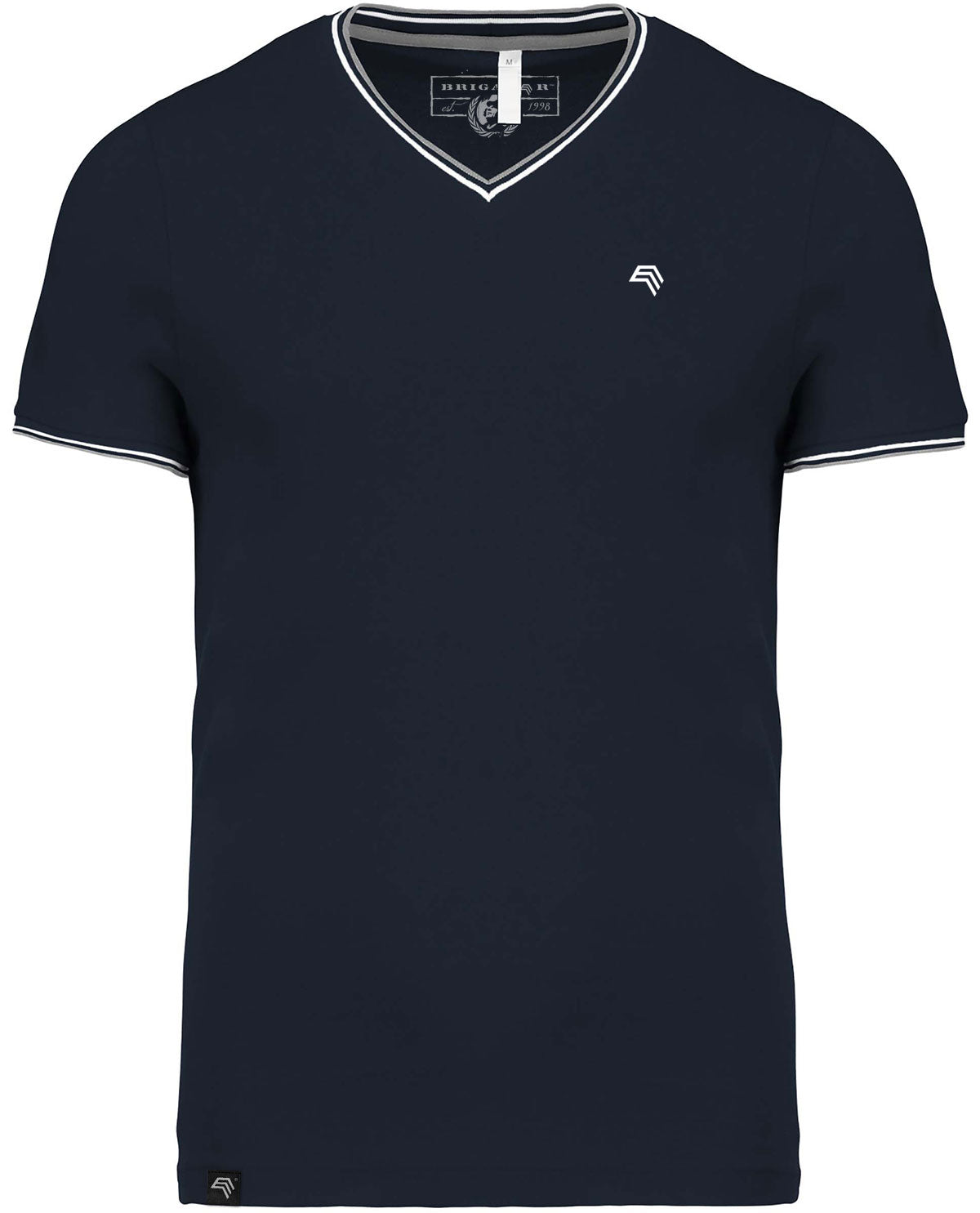 ― % ― KRB K374 ― Piqué-Trikot V-Neck T-Shirt - Navy Blau / Weiß / Grau [XL]