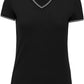 KRB K394 ― Damen Piqué-Trikot V-Neck T-Shirt - Schwarz / Grau / Weiß