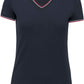 KRB K394 ― Damen Piqué-Trikot V-Neck T-Shirt - Navy Blau / Rot / Weiß