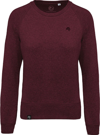 KRB K481 ― Damen Raglan Bio-Baumwolle Sweatshirt - Bordeaux Rot Heather Melange