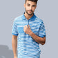 ― % ― JAN 8030 ― Bio-Baumwolle Streifen Polo Shirt - Atlantic Blau / Weiß [M / L]
