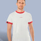 Auslaufartikel ― MTS M175/12b ― Unisex Bio-Baumwolle Peach Finish Retro Ringer T-Shirt - Natural Weiß / Rot