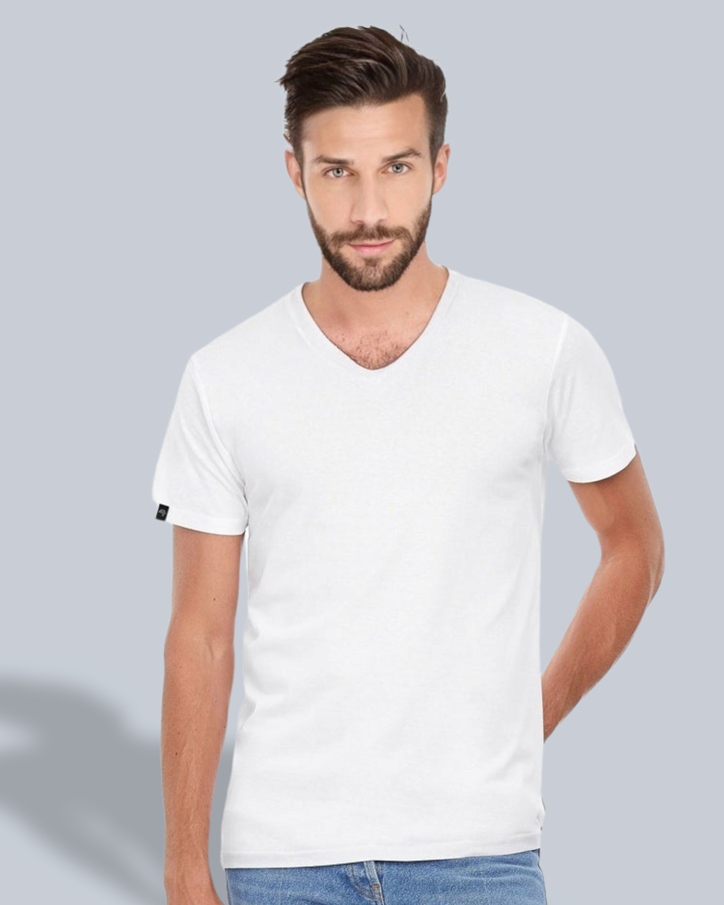BAC TM044 ― Unisex Bio-Baumwolle V-Neck T-Shirt - Weiß