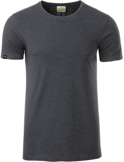 JAN 8008 ― Herren Bio-Baumwolle T-Shirt - Grau Melange Schwarz