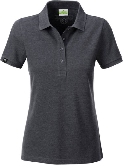 JAN 8009 ― Damen Bio-Baumwolle Polo Shirt - Heather Schwarz Grau Melange