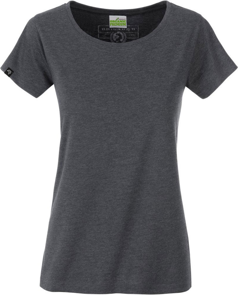 JAN 8007 ― Damen Bio-Baumwolle T-Shirt - Grau Melange Schwarz