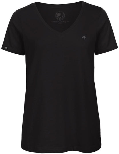 ― % ― BAC TW045/10A ― Damen Bio-Baumwolle V-Neck T-Shirt - Schwarz [XS]