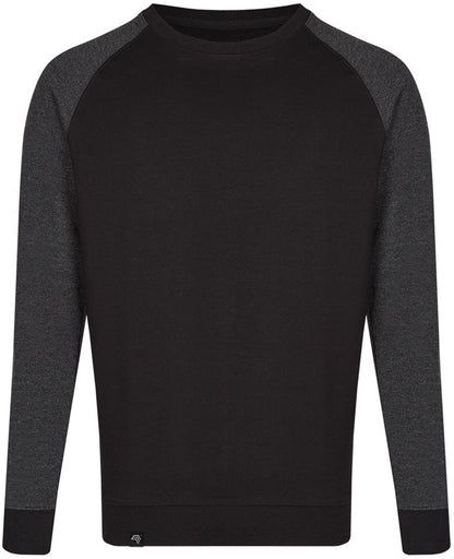 MMT 0510 ― Bi-Color Raglan Sweatshirt - Schwarz Grau / Melange