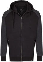 MMT 0710 — Unisex Bi-Color Raglan Hooded Jacket - Black / Grey Mélange