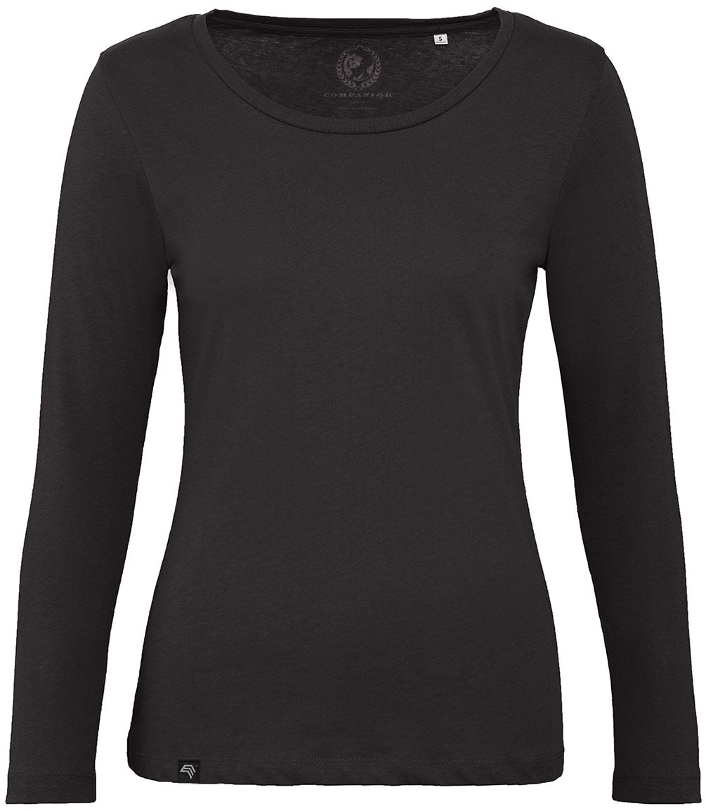 BAC TW071 ― Damen Bio-Baumwolle Langarm T-Shirt - Schwarz