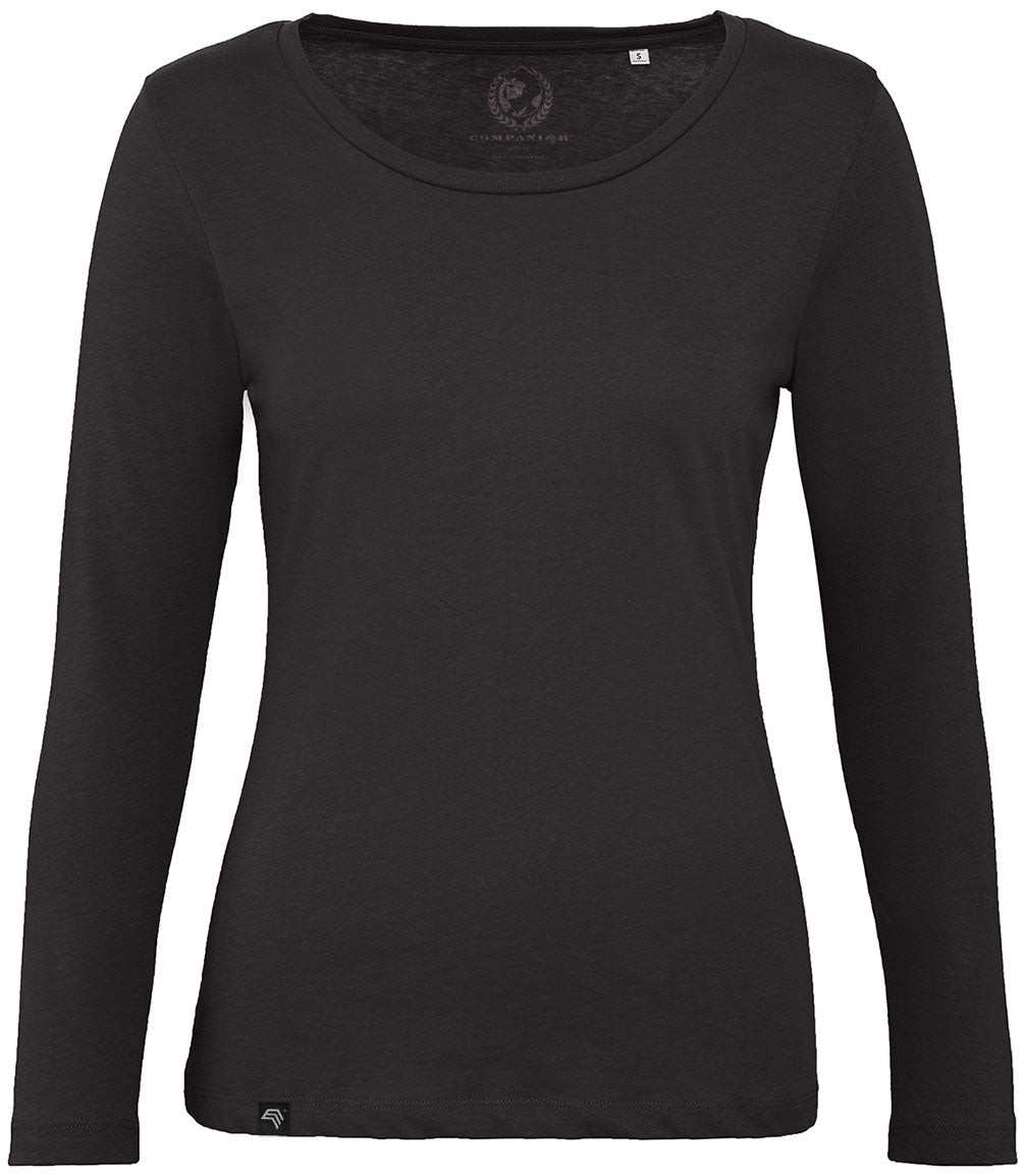 ― % ― BAC TW071 ― Damen Bio-Baumwolle Langarm T-Shirt - Schwarz / L