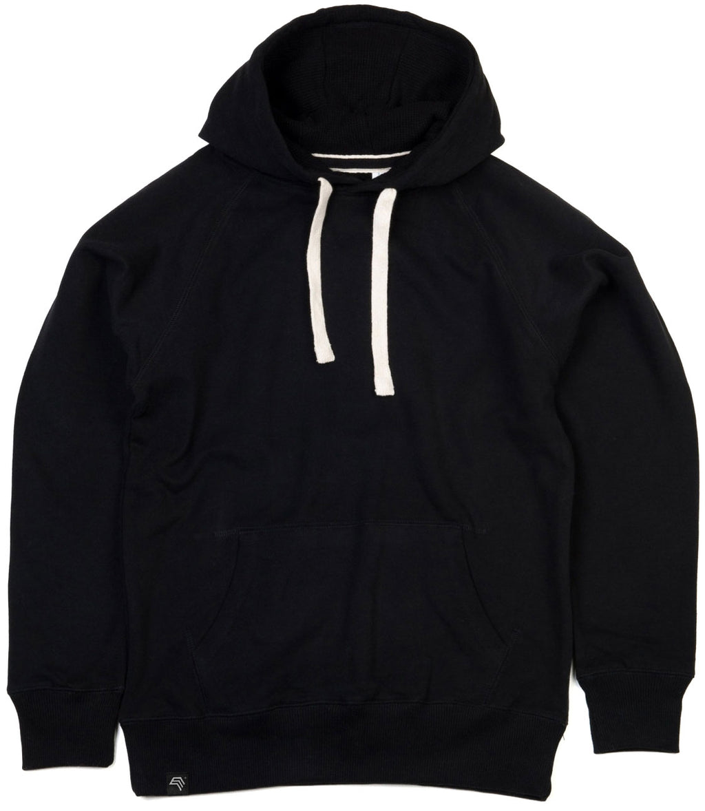 MTS M073 ― Heavy Peach-Finish Organic Cotton Raglan Hoodie - Black