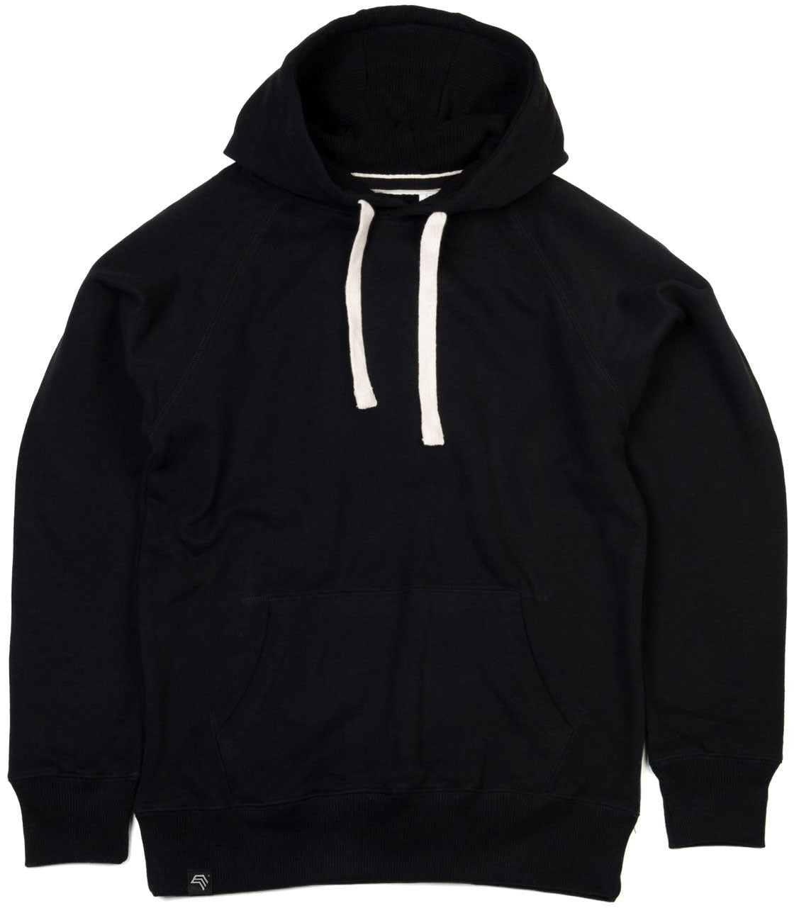 MTS M073 ― Heavy Peach-Finish Organic Cotton Raglan Hoodie - Black