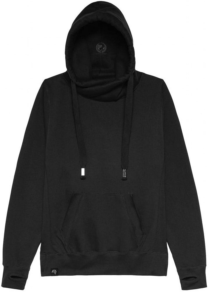 JDS 0021 ― Cross Neck Hoodie - Black
