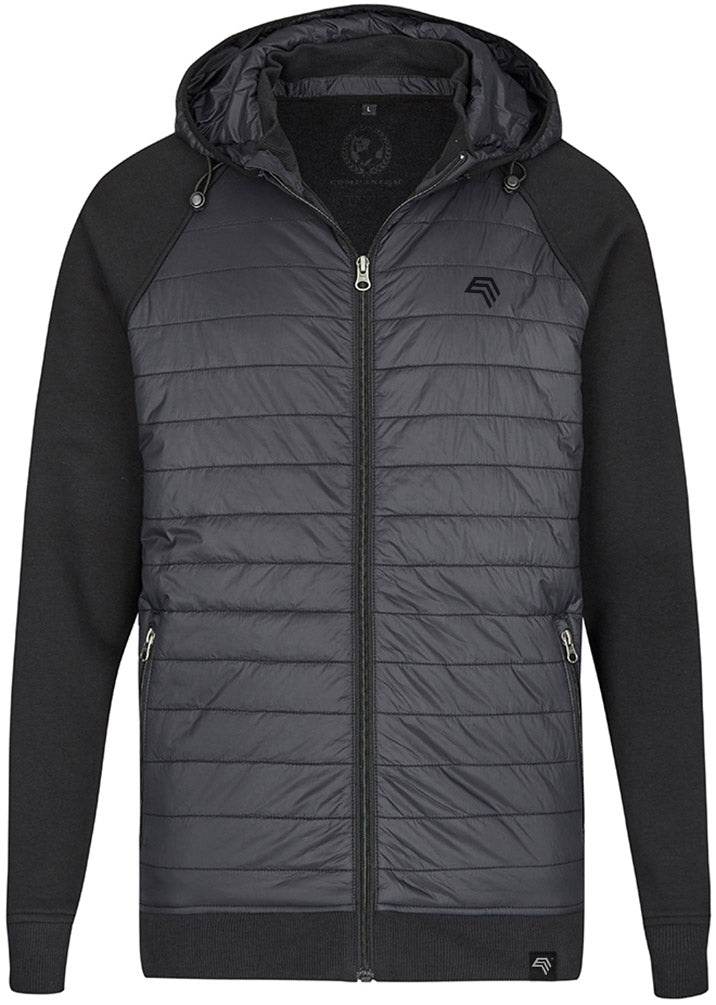 MMT 0810 ― Hybrid Material-Mix Sweat Jacket with Detachable Hood - Black
