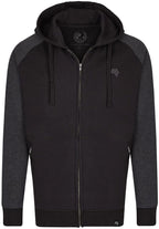 MMT 0710 — Unisex Bi-Color Raglan Hooded Jacket - Black / Grey Mélange