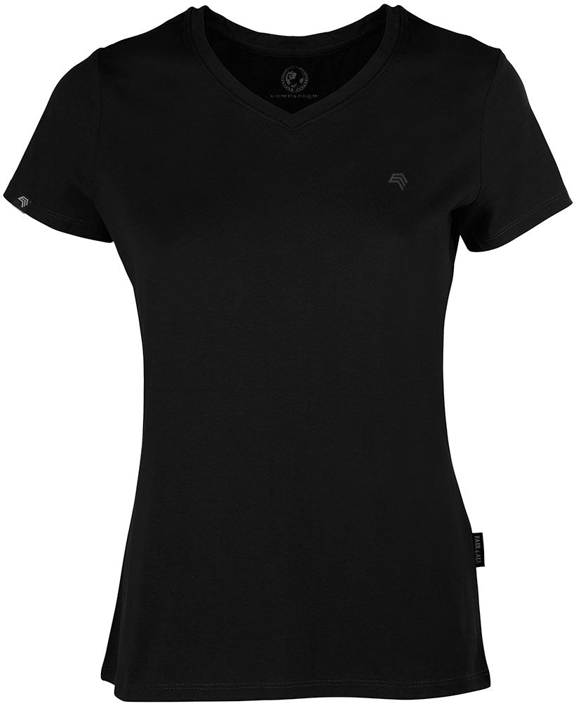 ― % ― RMH 0202/10A ― Damen Luxury Bio-Baumwolle V-Neck T-Shirt - Schwarz [2XL]