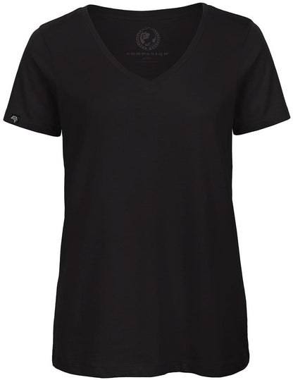 BAC TW045 ― Damen Bio-Baumwolle V-Neck T-Shirt - Schwarz