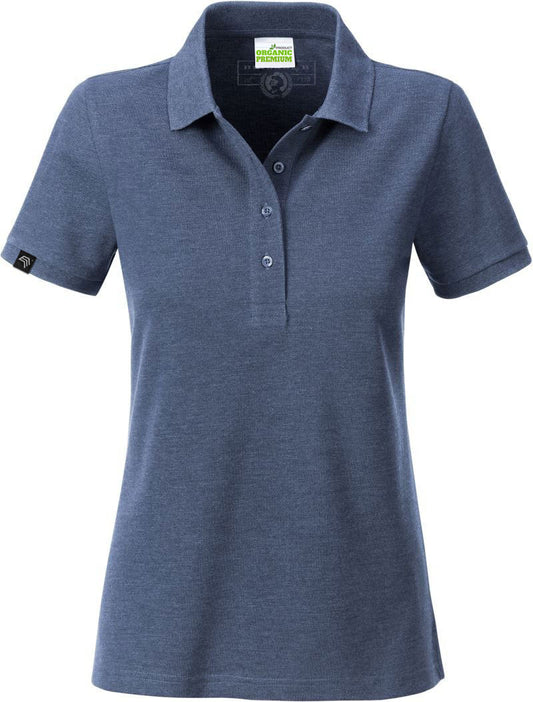 JAN 8009 ― Damen Bio-Baumwolle Polo Shirt - Denim Melange Blau