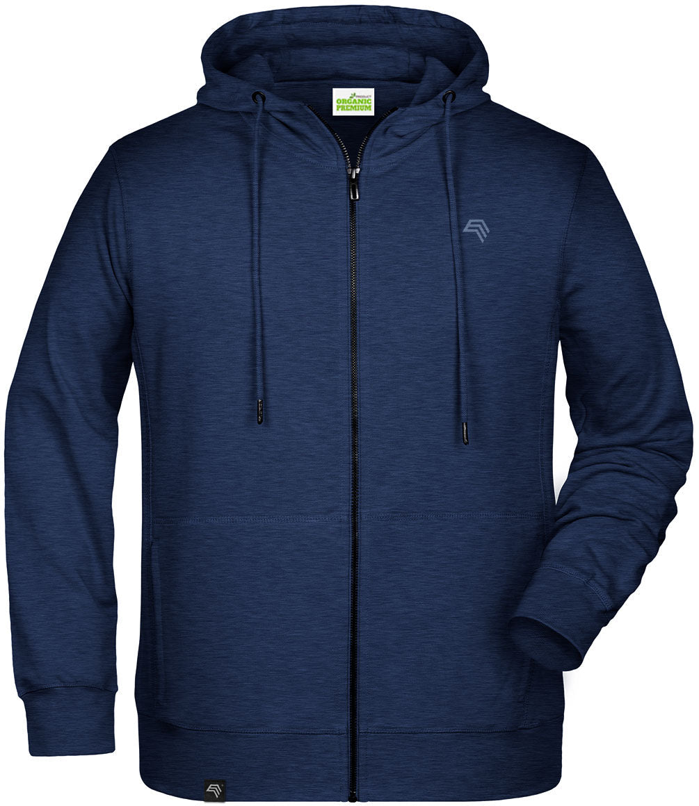 — % — JAN 8026 — Organic Cotton Sweat Jacket - Ink Blue Melange [M]