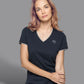 KRB K394/0001 ― Damen Piqué-Trikot V-Neck T-Shirt - Navy Blau / Grau / Weiß