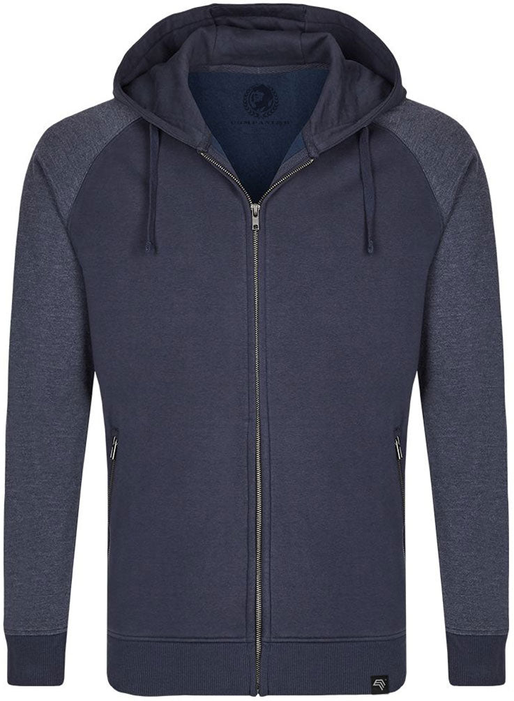 MMT 0710 — Unisex Bi-Color Raglan Hooded Jacket - Navy Blue / Mélange