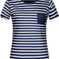 Auslaufartikel / Restposten ― JAN 8027 ― Damen Bio-Baumwolle Streifen T-Shirt gestreift - Navy Blau / Weiß