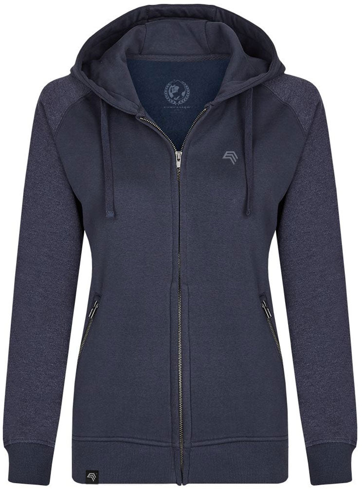 MMT 0720 ― Women's Bi-Color Hooded Jacket - Navy Blue / Melange